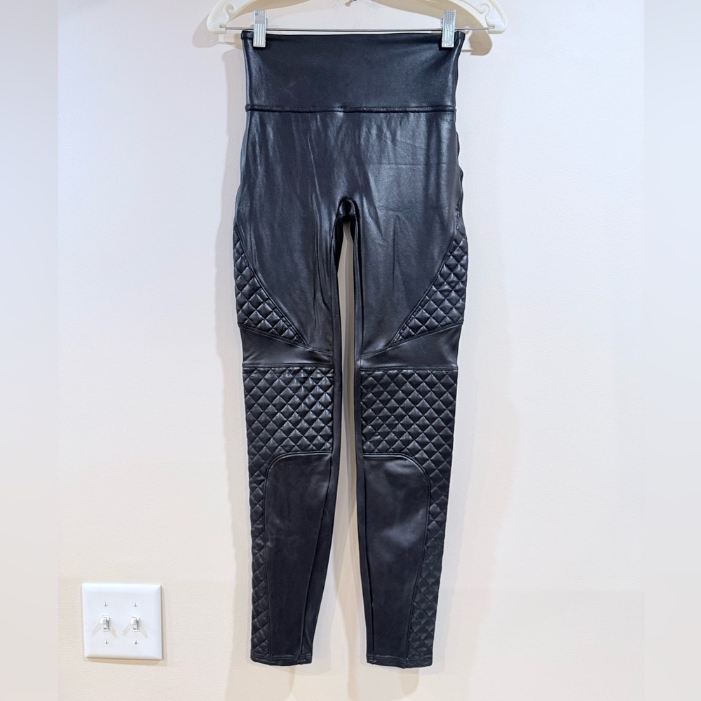 🔥NWOT Spanx Quilted Faux Leather High-Waist Leggings - Black Womens Size S🔥